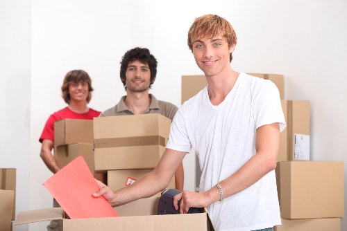 Packed boxes and furniture ready for a Parsons Green house move