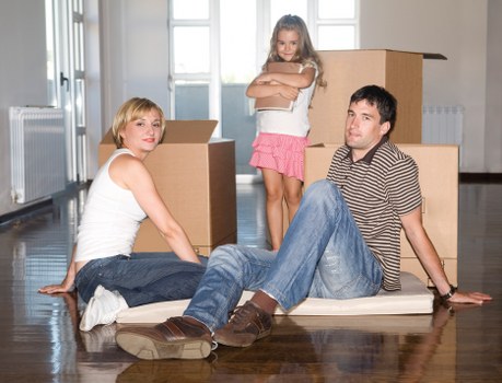 Packed boxes and furniture ready for local house removals